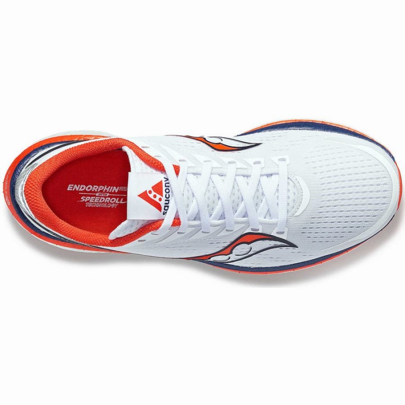 White / Navy Saucony Boston Endorphin Speed 3 Men's Running Shoes | Philippines S38561-A76