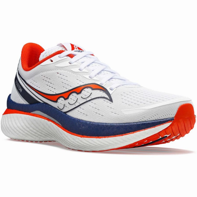 White / Navy Saucony Boston Endorphin Speed 3 Men's Running Shoes | Philippines S38561-A76