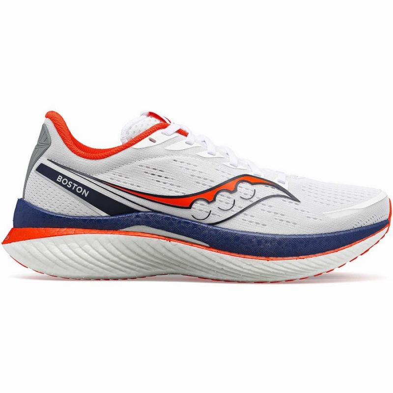 White / Navy Saucony Boston Endorphin Speed 3 Men\'s Running Shoes | Philippines S38561-A76