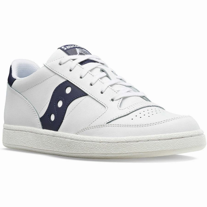 White / Navy Saucony Jazz Court PU Men's Sneakers | Philippines S78950-W80