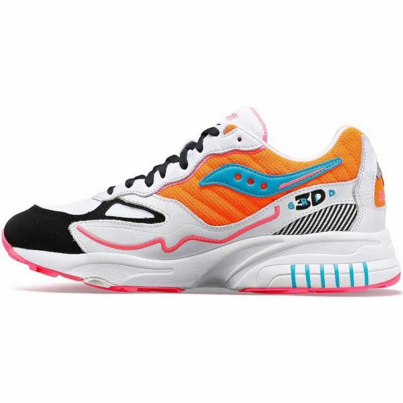 White / Orange Saucony 3D Grid Hurricane Women's Sneakers | Philippines S48093-D91