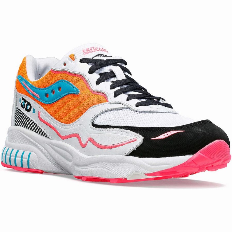 White / Orange Saucony 3D Grid Hurricane Women's Sneakers | Philippines S48093-D91