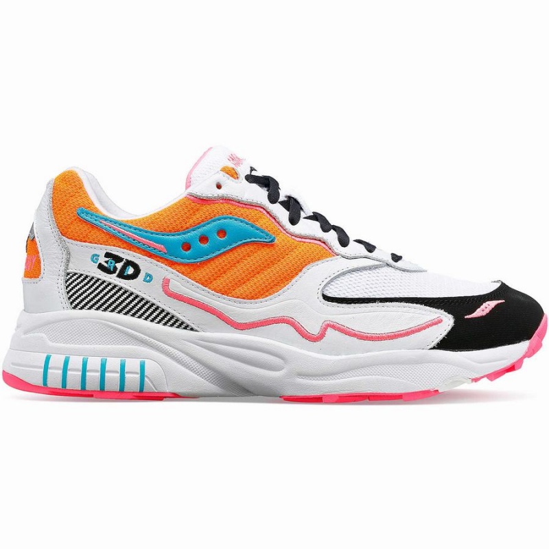 White / Orange Saucony 3D Grid Hurricane Men\'s Sneakers | Philippines S03149-L96