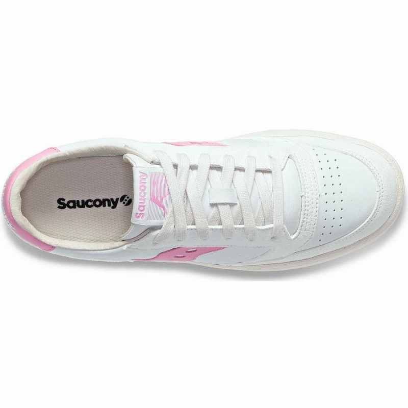 White / Pink Saucony Jazz Court Premium Women's Sneakers | Philippines S74610-K59