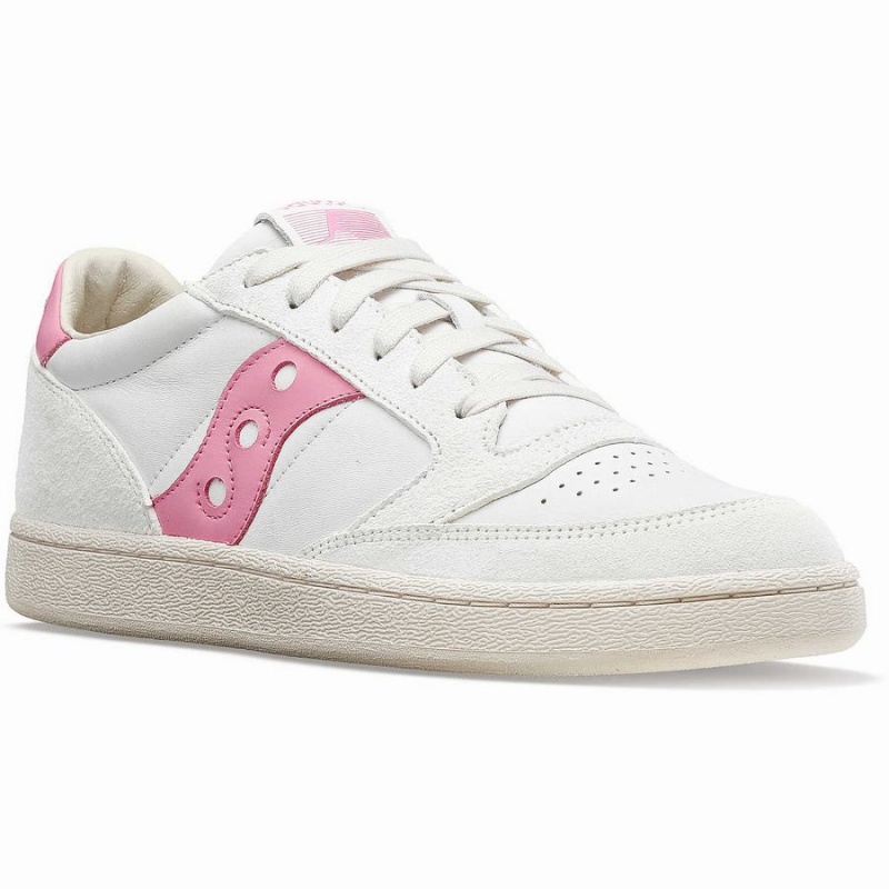 White / Pink Saucony Jazz Court Premium Women's Sneakers | Philippines S74610-K59