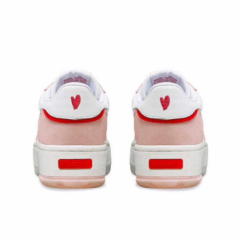 White / Pink Saucony St. Valentine Jazz Court Platform Women's Sneakers | Philippines S71236-J18