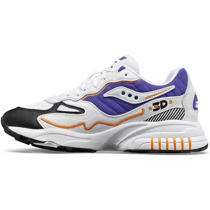 White / Purple Saucony 3D Grid Hurricane Men's Sneakers | Philippines S23680-E70