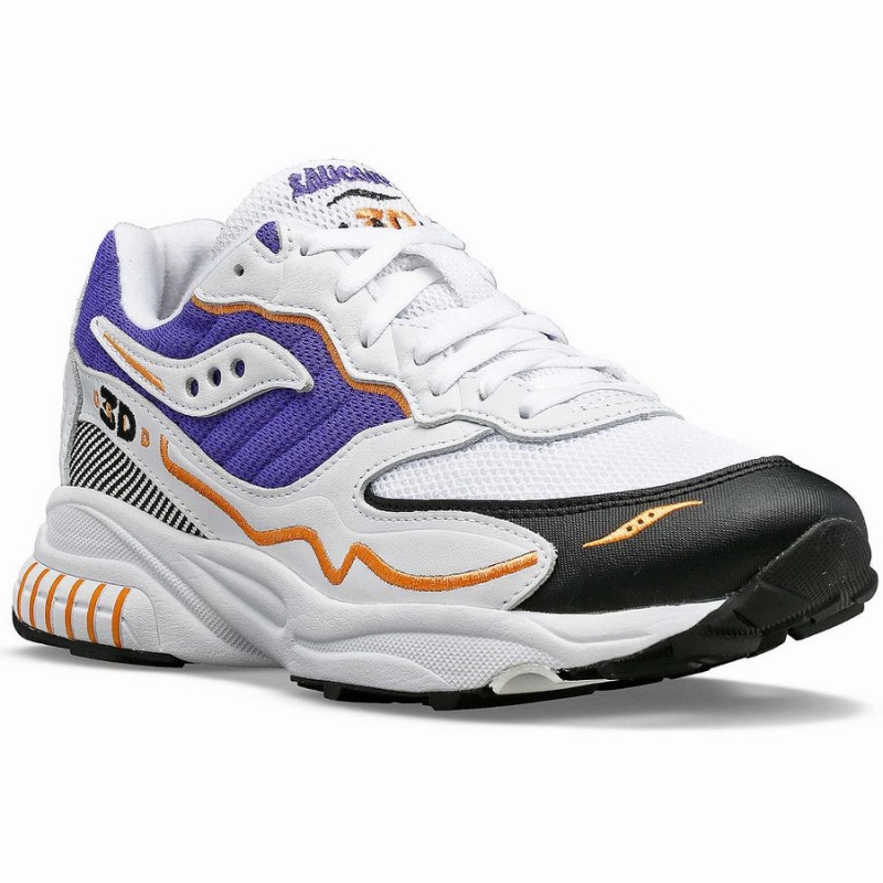 White / Purple Saucony 3D Grid Hurricane Men's Sneakers | Philippines S23680-E70