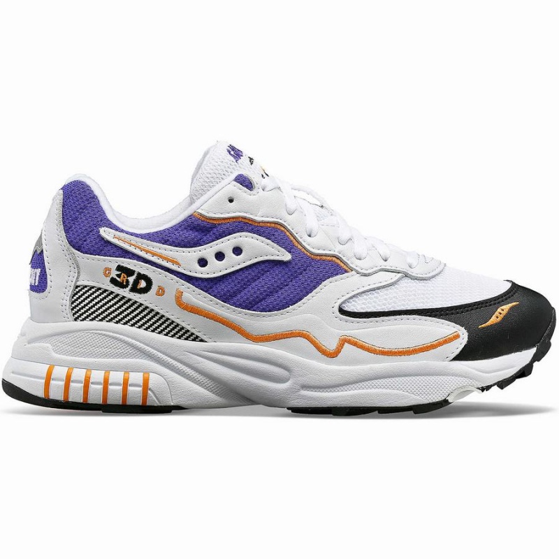 White / Purple Saucony 3D Grid Hurricane Men\'s Sneakers | Philippines S23680-E70