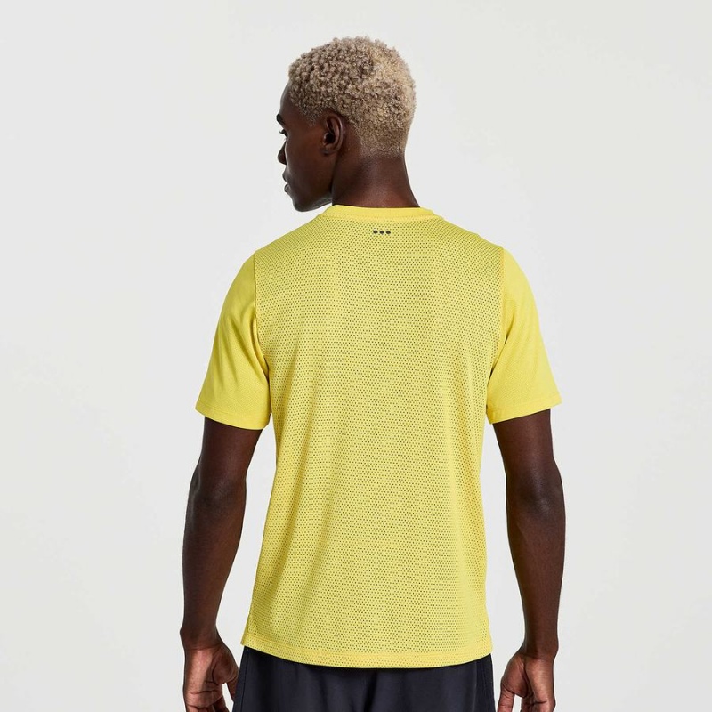 Yellow Saucony Elevate Short Sleeve Men's T Shirts | Philippines S75940-C02