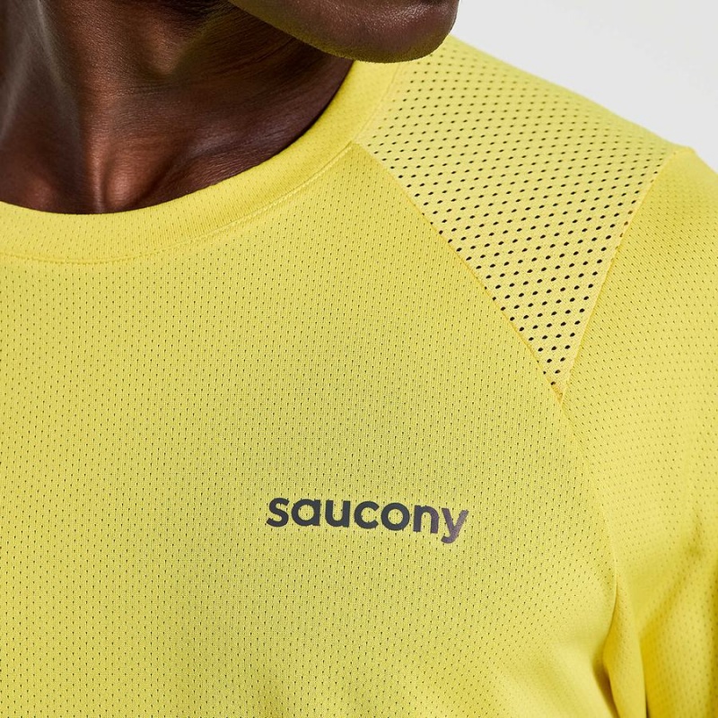 Yellow Saucony Elevate Short Sleeve Men's T Shirts | Philippines S75940-C02