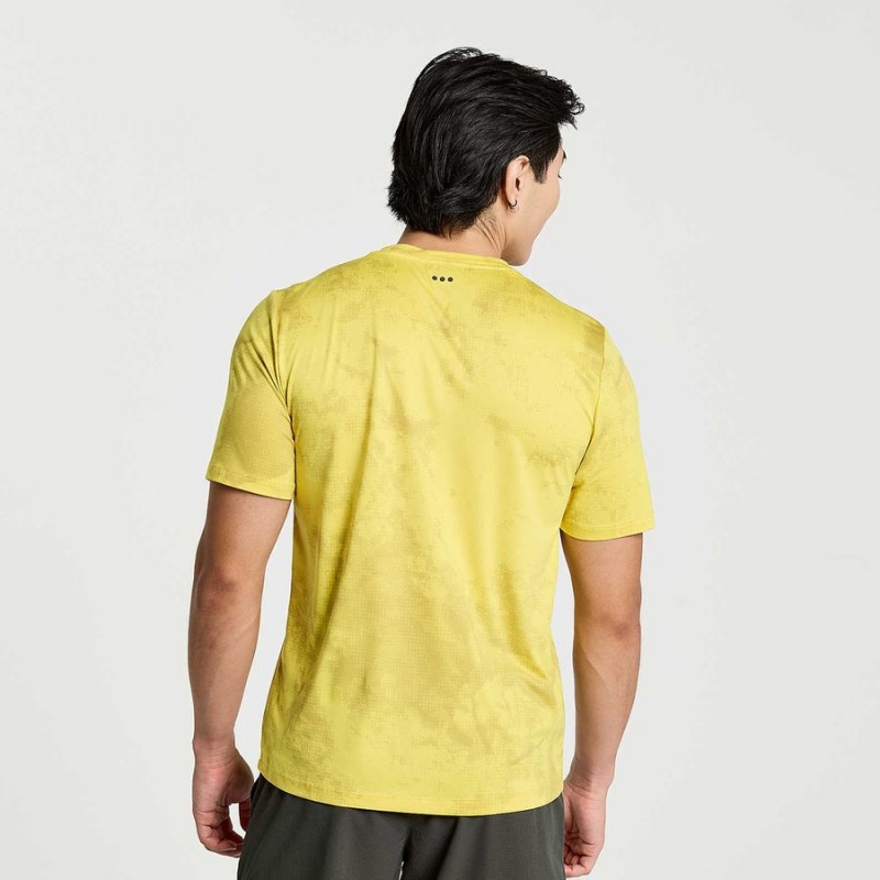 Yellow Saucony Explorer Short Sleeve Men's T Shirts | Philippines S38972-E03