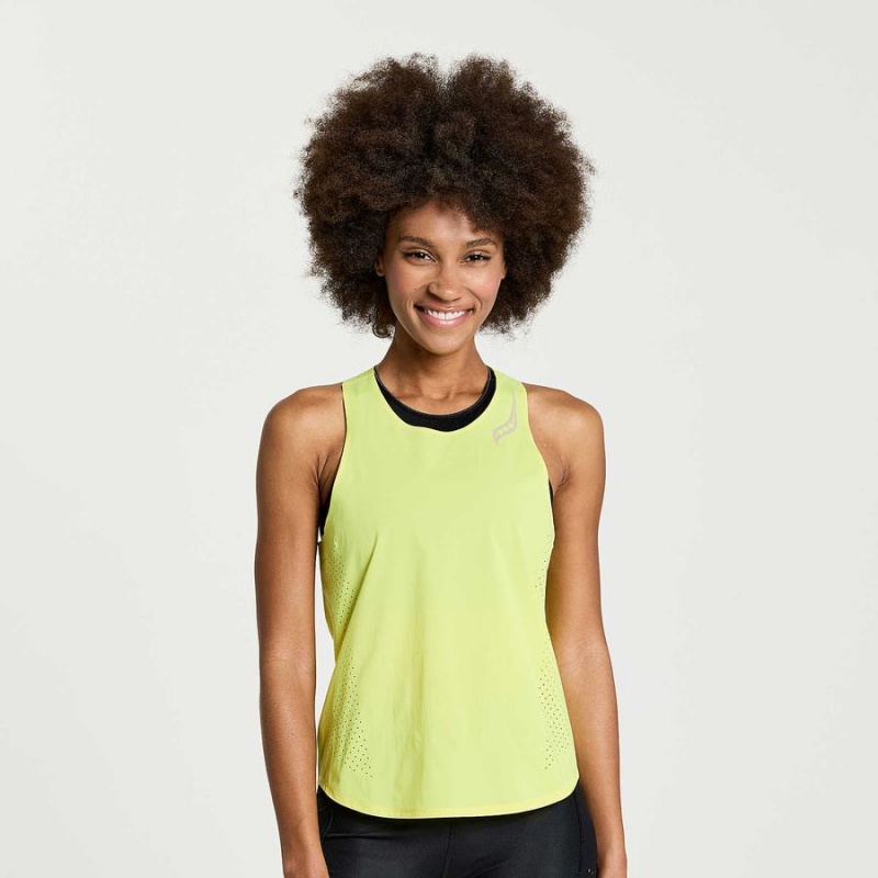 Yellow Saucony Pinnacle Tank Women\'s Tank Top | Philippines S46719-S63