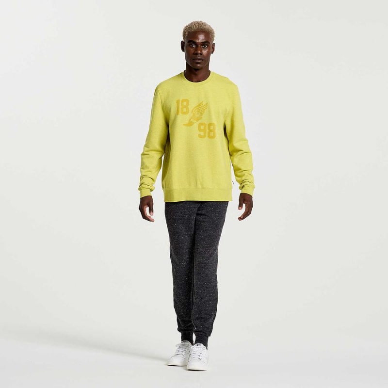 Yellow Saucony Rested Crewneck Men's Sweatshirt | Philippines S70328-N83