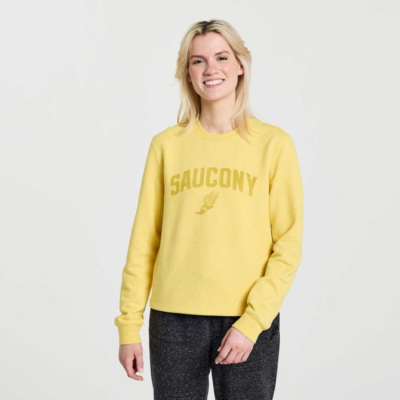 Yellow Saucony Rested Crewneck Women\'s Sweatshirt | Philippines S32581-W26