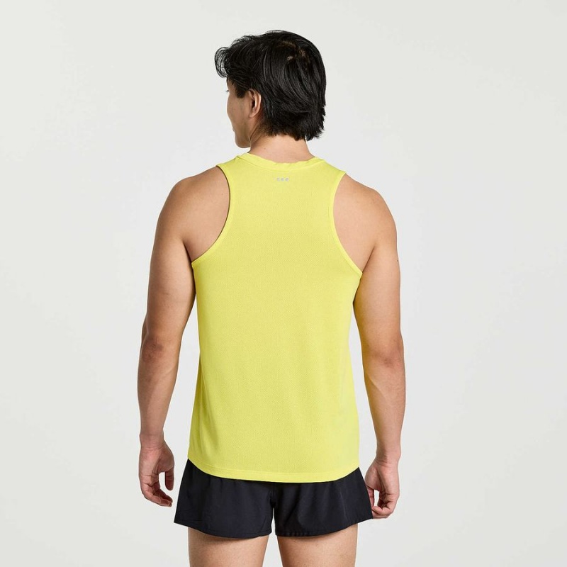 Yellow Saucony Stopwatch Singlet Men's Tank Top | Philippines S82619-Q80