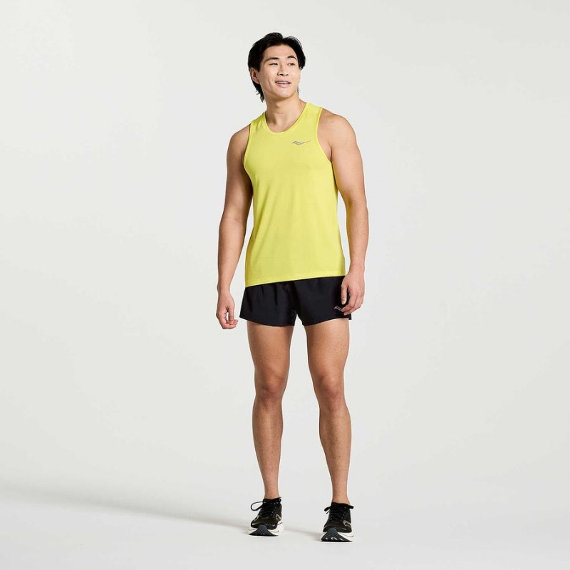 Yellow Saucony Stopwatch Singlet Men's Tank Top | Philippines S82619-Q80